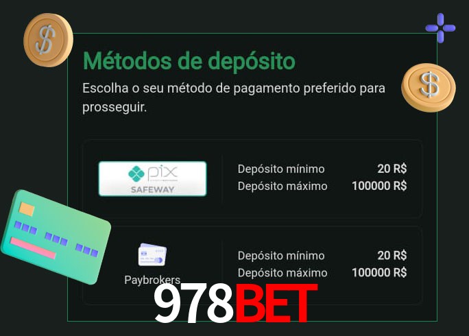 O cassino 978bet oferece uma grande variedade de métodos de pagamento
